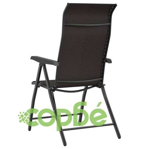 Сгъваеми градински столове, 2 бр, черно кафе, полиратан ➤ топ цена ➤ sorbe.bg