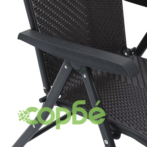 Сгъваеми градински столове, 2 бр, черно кафе, полиратан ➤ топ цена ➤ sorbe.bg