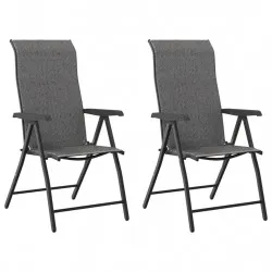 Сгъваеми градински столове, 2 бр, сив, полиратан
