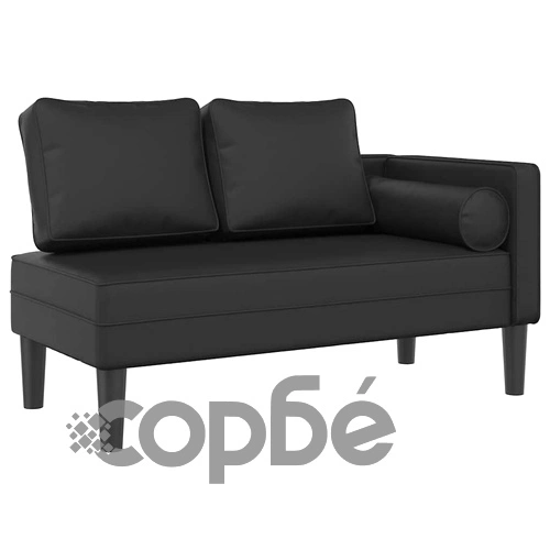 Кушетка с възглавници, черна, изкуствена кожа ➤ топ цена ➤ sorbe.bg