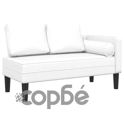 Кушетка с възглавници, бяла, изкуствена кожа ➤ топ цена ➤ sorbe.bg
