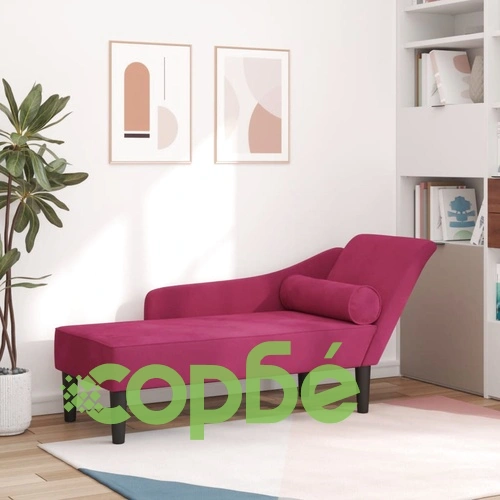 Кушетка с възглавници, виненочервена, кадифе ➤ топ цена ➤ sorbe.bg