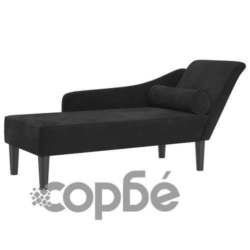 Кушетка с възглавници, черна, кадифе ➤ топ цена ➤ sorbe.bg