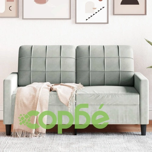 2-местен диван, светлосив, 120 см, кадифе ➤ топ цена ➤ sorbe.bg