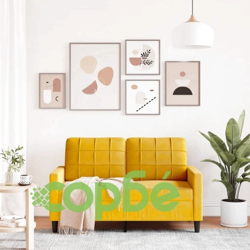 2-местен диван, жълт, 120 см, кадифе ➤ топ цена ➤ sorbe.bg