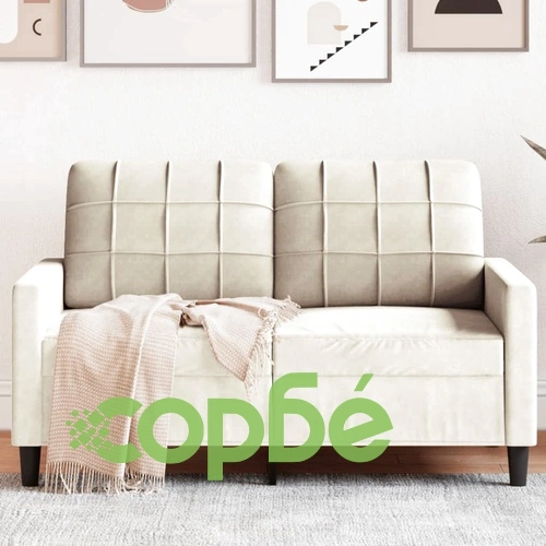 2-местен диван, кремав, 120 см, кадифе ➤ топ цена ➤ sorbe.bg
