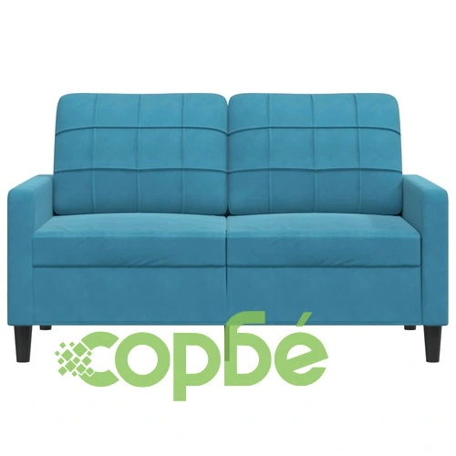 2-местен диван, син, 120 см, кадифе ➤ топ цена ➤ sorbe.bg