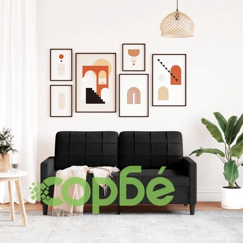 2-местен диван, черно, 140 см, кадифе ➤ топ цена ➤ sorbe.bg