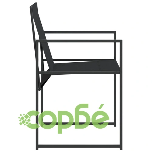 Градински столове, 4 бр, черен, стомана и текстилен ➤ топ цена ➤ sorbe.bg