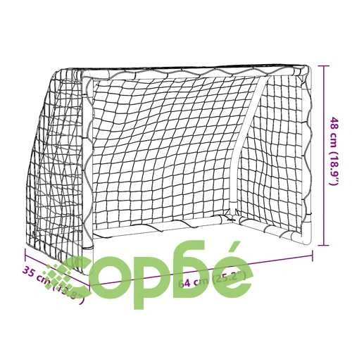 Детски футболни врати, 2 бр, с топка, бели, 64x35x48 см, метал ➤ топ цена ➤ sorbe.bg