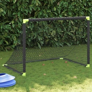 Детска футболна врата, сгъваема, черна, 90x64x64 см