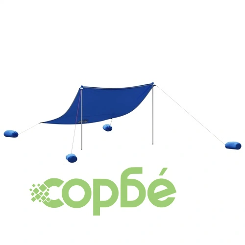 Плажен навес с пясъчни котви, син, 304x300 см ➤ топ цена ➤ sorbe.bg