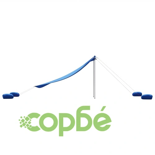 Плажен навес с пясъчни котви, син, 304x300 см ➤ топ цена ➤ sorbe.bg