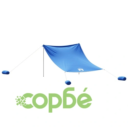 Плажен навес с пясъчни котви, син, 304x300 см ➤ топ цена ➤ sorbe.bg