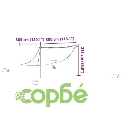 Плажен навес с пясъчни котви, син, 304x300 см ➤ топ цена ➤ sorbe.bg