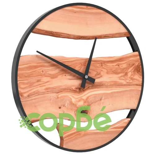 Стенен часовник кафяв 35 см желязо и маслиново дърво ➤ топ цена ➤ sorbe.bg