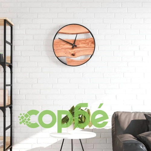 Стенен часовник кафяв 35 см желязо и маслиново дърво ➤ топ цена ➤ sorbe.bg