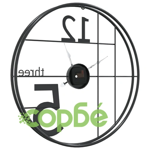 Стенен часовник, черен, 50 см, желязо ➤ топ цена ➤ sorbe.bg