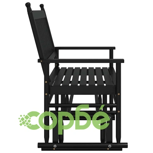 Пейка планер, черна, 118x70x104,5 см, масивна дървесина топола ➤ топ цена ➤ sorbe.bg