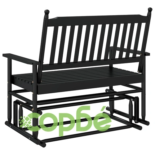 Пейка планер, черна, 118x70x104,5 см, масивна дървесина топола ➤ топ цена ➤ sorbe.bg