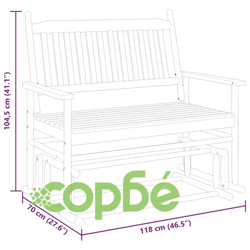 Пейка планер, сива, 118x70x104,5 см, масивна дървесина топола ➤ топ цена ➤ sorbe.bg