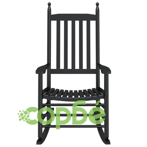 Люлеещ се стол с извита седалка, черен, масивна топола ➤ топ цена ➤ sorbe.bg