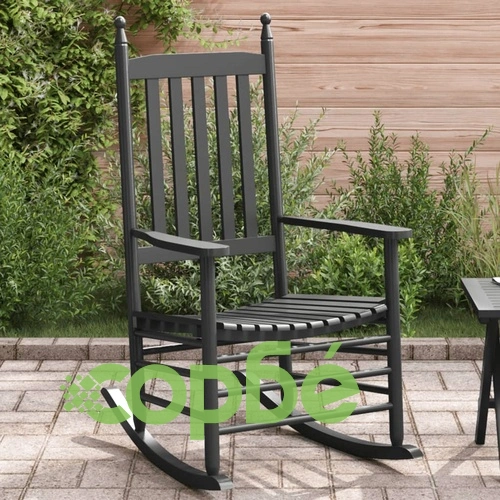 Люлеещ се стол с извита седалка, черен, масивна топола ➤ топ цена ➤ sorbe.bg