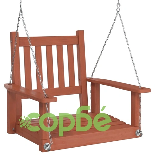 Градински люлеещ стол с метални вериги, кафяв, чам масив ➤ топ цена ➤ sorbe.bg