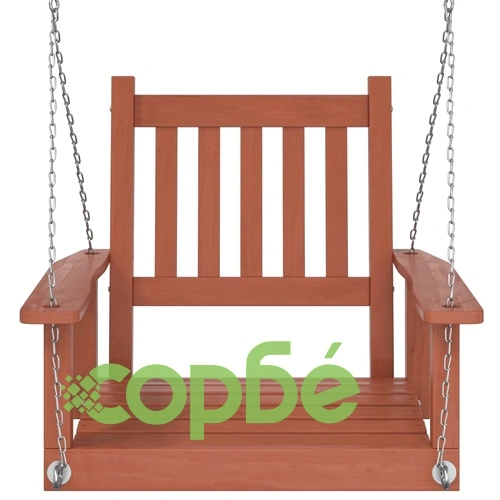 Градински люлеещ стол с метални вериги, кафяв, чам масив ➤ топ цена ➤ sorbe.bg