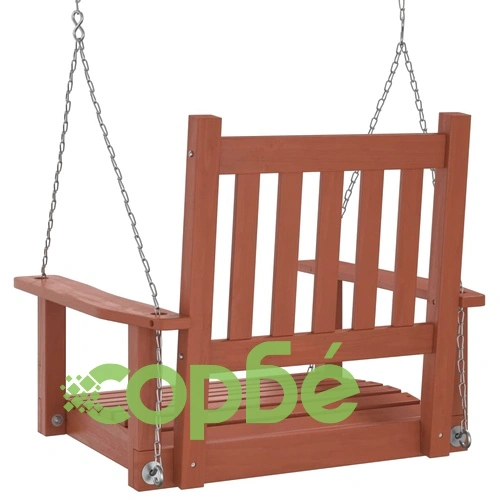 Градински люлеещ стол с метални вериги, кафяв, чам масив ➤ топ цена ➤ sorbe.bg
