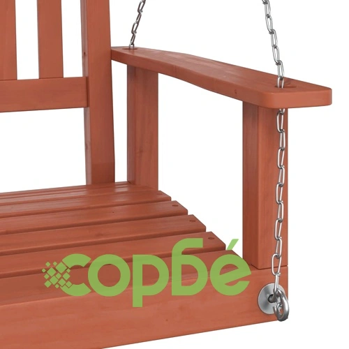 Градински люлеещ стол с метални вериги, кафяв, чам масив ➤ топ цена ➤ sorbe.bg