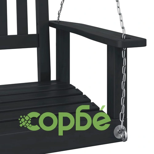 Градински люлеещ стол с метални вериги, черен, чам масив ➤ топ цена ➤ sorbe.bg