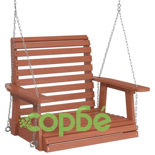 Градински люлеещ стол с метални вериги, кафяв, чам масив ➤ топ цена ➤ sorbe.bg