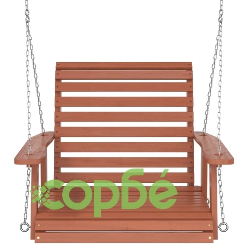 Градински люлеещ стол с метални вериги, кафяв, чам масив ➤ топ цена ➤ sorbe.bg