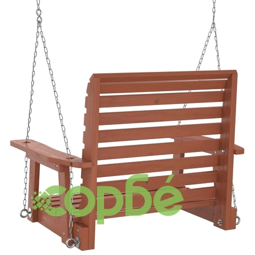 Градински люлеещ стол с метални вериги, кафяв, чам масив ➤ топ цена ➤ sorbe.bg