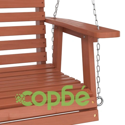 Градински люлеещ стол с метални вериги, кафяв, чам масив ➤ топ цена ➤ sorbe.bg