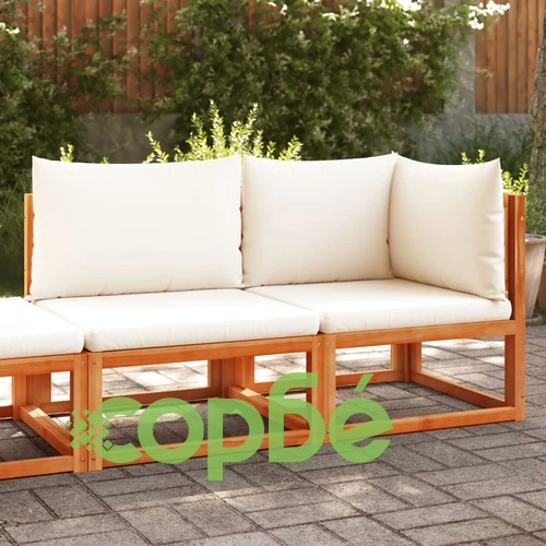 Градински диван с възглавници, двуместен, дърво, акация и въже ➤ топ цена ➤ sorbe.bg