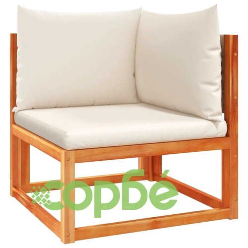 Ъглов градински диван с възглавници, дърво, акация и ратан ➤ топ цена ➤ sorbe.bg