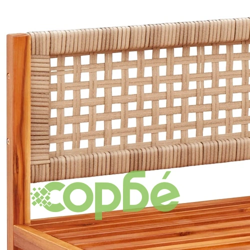 Ъглов градински диван с възглавници, дърво, акация и ратан ➤ топ цена ➤ sorbe.bg