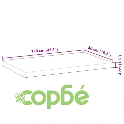 Плот за маса, правоъгълен, 120x50x4 см, акация масив ➤ топ цена ➤ sorbe.bg