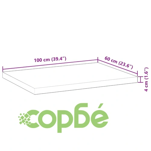 Плот за маса, правоъгълен, 100x60x4 см, акация масив ➤ топ цена ➤ sorbe.bg