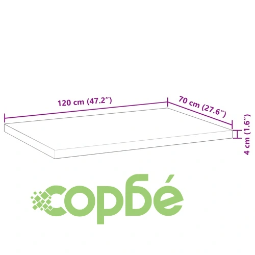 Плот за маса, правоъгълен, 120x70x4 см, акация масив ➤ топ цена ➤ sorbe.bg