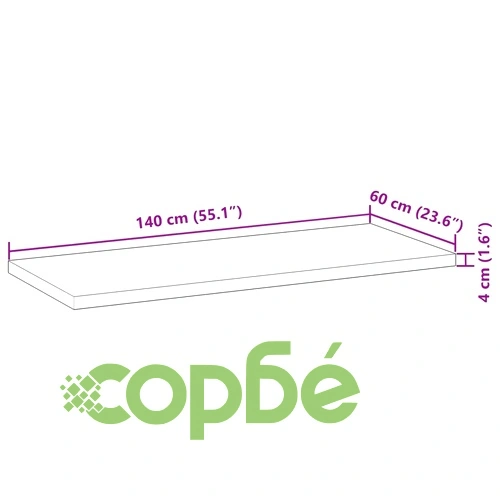 Плот за маса, правоъгълен, 140x60x4 см, акация масив ➤ топ цена ➤ sorbe.bg