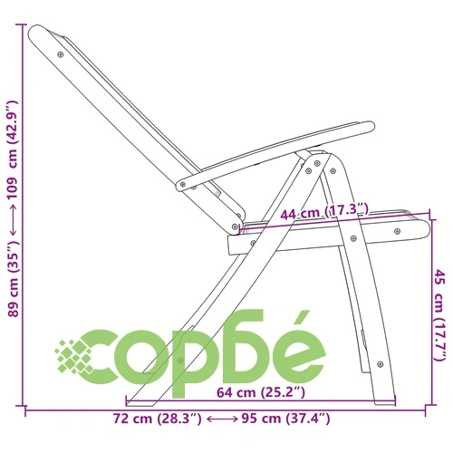 Сгъваеми градински столове, 2 бр, акация масив и textilene ➤ топ цена ➤ sorbe.bg