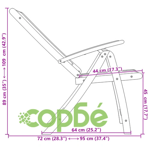 Сгъваеми градински столове, 2 бр, акация масив и textilene ➤ топ цена ➤ sorbe.bg