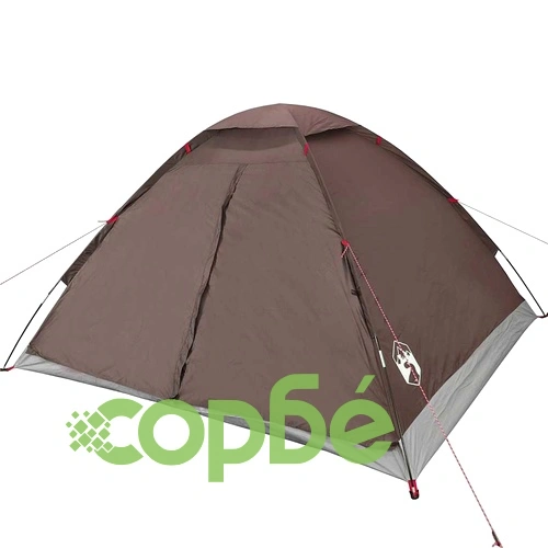 Куполна къмпинг палатка, 4-местна, кафява, водоустойчива ➤ топ цена ➤ sorbe.bg