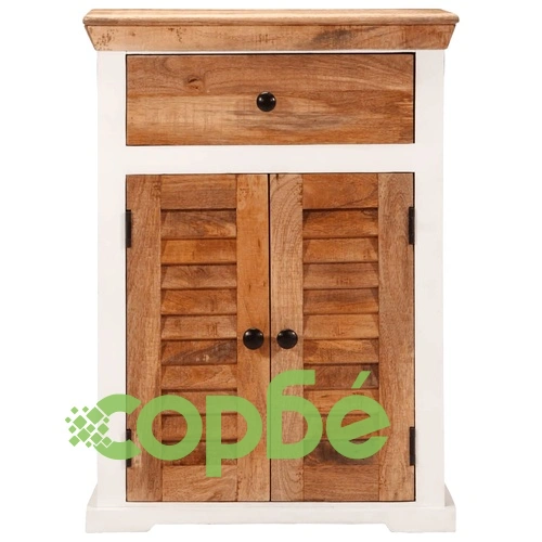 Бюфет, бял и кафяв, 55x30x73 см, грубо мангово дърво масив ➤ топ цена ➤ sorbe.bg