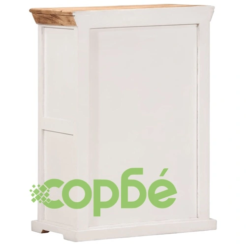 Бюфет, бял и кафяв, 55x30x73 см, грубо мангово дърво масив ➤ топ цена ➤ sorbe.bg