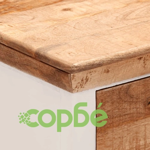 Бюфет, бял и кафяв, 55x30x73 см, грубо мангово дърво масив ➤ топ цена ➤ sorbe.bg