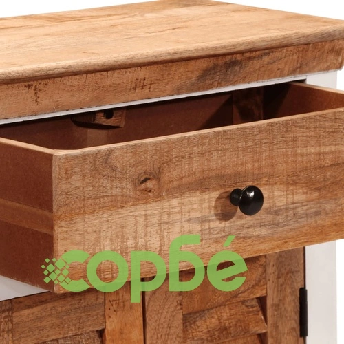 Бюфет, бял и кафяв, 55x30x73 см, грубо мангово дърво масив ➤ топ цена ➤ sorbe.bg